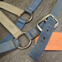 Thick Nylon Halter *gc, dirty, rusty, faded, edge scrapes, frayed holes, older
