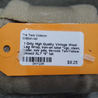 1 Only High Quality Vintage Wool Leg Wrap, iron-on label *vgc, clean, older, mnr pills, threads
