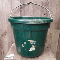 Light Flat Back Plastic Bucket *gc/fair, scrapes, scratches, clean, stains, faded, film, cracked & bent
