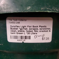 Light Flat Back Plastic Bucket *gc/fair, scrapes, scratches, clean, stains, faded, film, cracked & bent
