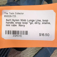 Soft Nylon Web Lunge Line, loop handle, snap loop *gc, dirty, stains, mnr rubs

