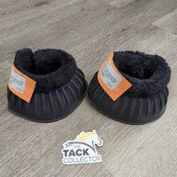 2 Soft Ribbed Rubber Bell Boots, velcro, fleece top *vgc, clean, mnr hairy, clumpy & faded
