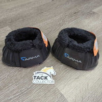 2 Soft Ribbed Rubber Bell Boots, velcro, fleece top *vgc, clean, mnr hairy, clumpy & faded
