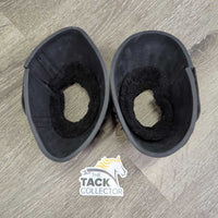 2 Soft Ribbed Rubber Bell Boots, velcro, fleece top *vgc, clean, mnr hairy, clumpy & faded
