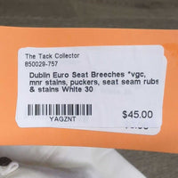 Euro Seat Breeches *vgc, mnr stains, puckers, seat seam rubs & stains
