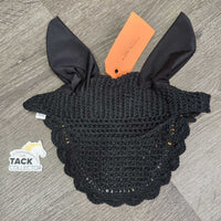 Crochet Fly Veil Ear Bonnet, piping *vgc/xc, puckered, linty?stained ears, faded edge?
