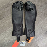 Leather "Crocodile Top" Half Chaps, Back Zips *xc/like new, clean, mnr dusty, scratches, loose/creased lining
