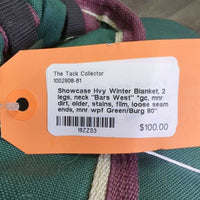 Hvy Winter Blanket, 2 legs, neck "Bars West" *gc, mnr dirt, older, stains, film, loose seam ends, mnr wpf
