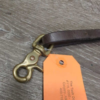Narrow Adjustable Standing Martingale Strap, brass snap *vgc/gc, clean, mnr dents, scrapes, creases, dirt & rubs, xholes, missing keeper
