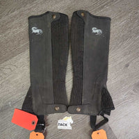 JUNIORS Thick Synthetic Micro Suede Half Chaps *gc, dirt, faded, rubs

