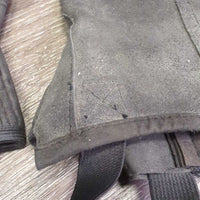 JUNIORS Thick Synthetic Micro Suede Half Chaps *gc, dirt, faded, rubs

