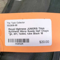 JUNIORS Thick Synthetic Micro Suede Half Chaps *gc, dirt, faded, rubs

