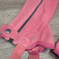 Synthetic Micro Suede Half Chaps *gc, stains, dirt, edge rubs, stretched elastics

