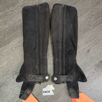 JUNIORS Synthetic Micro Suede Half Chaps *gc, dirty, rubs, pulled threads, undone stitching, faded

