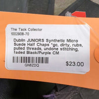 JUNIORS Synthetic Micro Suede Half Chaps *gc, dirty, rubs, pulled threads, undone stitching, faded
