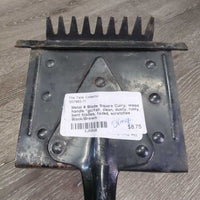 Metal 8 Blade Square Curry, wood handle *gc/fair, clean, dusty, rusty, bent blades, faded, scratches, loose cap
