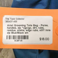 Grooming Tote Bag - Purse, handles, zip *vgc/gc, dirt, rubs, residue, stains, edge rubs, stiff inner zip

