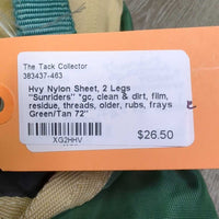 Hvy Nylon Sheet, 2 Legs "Sunriders" *gc, clean & dirt, film, residue, threads, older, rubs, frays
