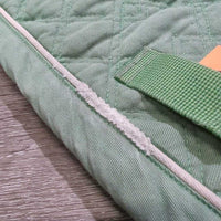 Quilt Dressage Pad, piping *gc/fair, v. faded, pilly, torn piping, mnr rubs, pills, stains, holey edges
