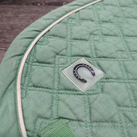 Quilt Dressage Pad, piping *gc/fair, v. faded, pilly, torn piping, mnr rubs, pills, stains, holey edges
