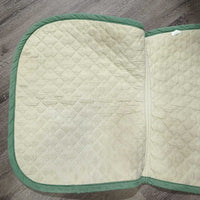 Quilt Dressage Pad, piping *gc/fair, v. faded, pilly, torn piping, mnr rubs, pills, stains, holey edges
