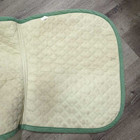 Quilt Dressage Pad, piping *gc/fair, v. faded, pilly, torn piping, mnr rubs, pills, stains, holey edges
