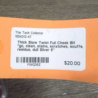 Thick Slow Twist Full Cheek Bit *gc, clean, stains, scratches, scuffs, residue, dull
