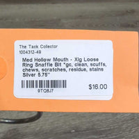 Med Hollow Mouth - Xlg Loose Ring Snaffle Bit *gc, clean, scuffs, chews, scratches, residue, stains
