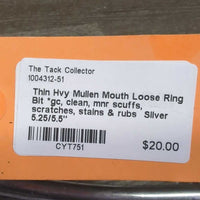 Thin Hvy Mullen Mouth Loose Ring Bit *gc, clean, mnr scuffs, scratches, stains & rubs
