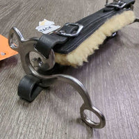 Thick Leather & Sheepsking Hackamore, chin strap *xc/like new, clean, mnr film?residue, creases & scuffs
