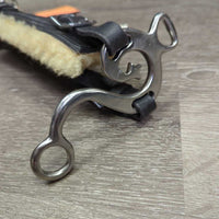 Thick Leather & Sheepsking Hackamore, chin strap *xc/like new, clean, mnr film?residue, creases & scuffs
