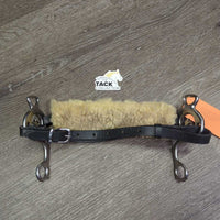Thick Leather & Sheepsking Hackamore, chin strap *xc/like new, clean, mnr film?residue, creases & scuffs

