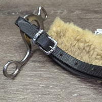 Thick Leather & Sheepsking Hackamore, chin strap *xc/like new, clean, mnr film?residue, creases & scuffs
