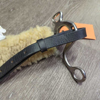 Thick Leather & Sheepsking Hackamore, chin strap *xc/like new, clean, mnr film?residue, creases & scuffs
