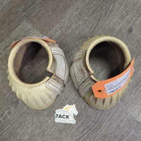 Pr Ribbed Velcro Bell Boots *gc, older?, clean, dingy, stains, residue, scrapesstains, mnr dirt
