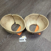 Pr Ribbed Velcro Bell Boots *gc, older?, clean, dingy, stains, residue, scrapesstains, mnr dirt
