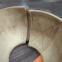 Pr Ribbed Velcro Bell Boots *gc, older?, clean, dingy, stains, residue, scrapesstains, mnr dirt
