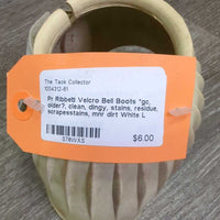 Pr Ribbed Velcro Bell Boots *gc, older?, clean, dingy, stains, residue, scrapesstains, mnr dirt

