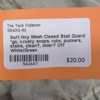 Soft Hvy Mesh Closed Stall Guard *gc, v.rusty snaps, rubs, puckers, stains, clean?, older?
