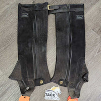 Suede Half Chaps, Zippers, Buckle Top Strap *gc, dirty, hairy, stains, residue, older
