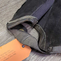 Suede Half Chaps, Zippers, Buckle Top Strap *gc, dirty, hairy, stains, residue, older
