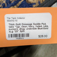 Thick Quilt Dressage Saddle Pad, tabs *vgc, clean, hairy, faded, rubs, puckers, dingy underside
