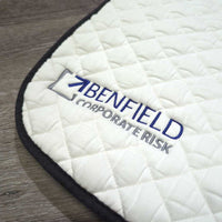 Quilt Dressage Pad, "Carrots & Cocktails" *gc, clean, mnr stains, rubs, hair, pills, dingy, faded, puckers
