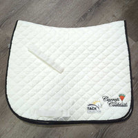 Quilt Dressage Pad, "Carrots & Cocktails" *gc, clean, mnr stains, rubs, hair, pills, dingy, faded, puckers

