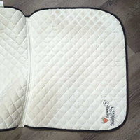 Quilt Dressage Pad, "Carrots & Cocktails" *gc, clean, mnr stains, rubs, hair, pills, dingy, faded, puckers
