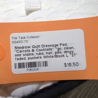 Quilt Dressage Pad, "Carrots & Cocktails" *gc, clean, mnr stains, rubs, hair, pills, dingy, faded, puckers
