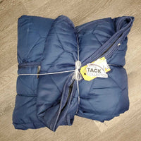 Med Quilt Pagoda Stable Blanket, 2 legs *vgc, clean, mnr threads, clumpy fleece, residue, rubs, faded, tears
