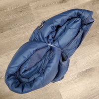 Med Quilt Pagoda Stable Blanket, 2 legs *vgc, clean, mnr threads, clumpy fleece, residue, rubs, faded, tears
