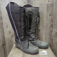 Tall Winter Riding Boots, Zipper, Laces *gc/fair, dirty, hairy, v.holey/torn inner heels
