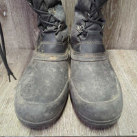 Tall Winter Riding Boots, Zipper, Laces *gc/fair, dirty, hairy, v.holey/torn inner heels
